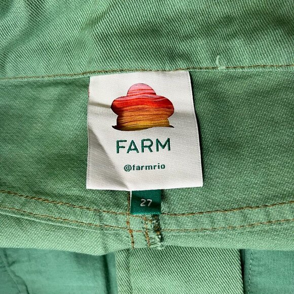FARM Rio Green Straight Pleat Pants NWOT Women's Size 27 W29 Cotton High Waist - Picture 5 of 14